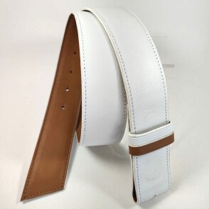Ceinture reversible femme Camel / Blanc